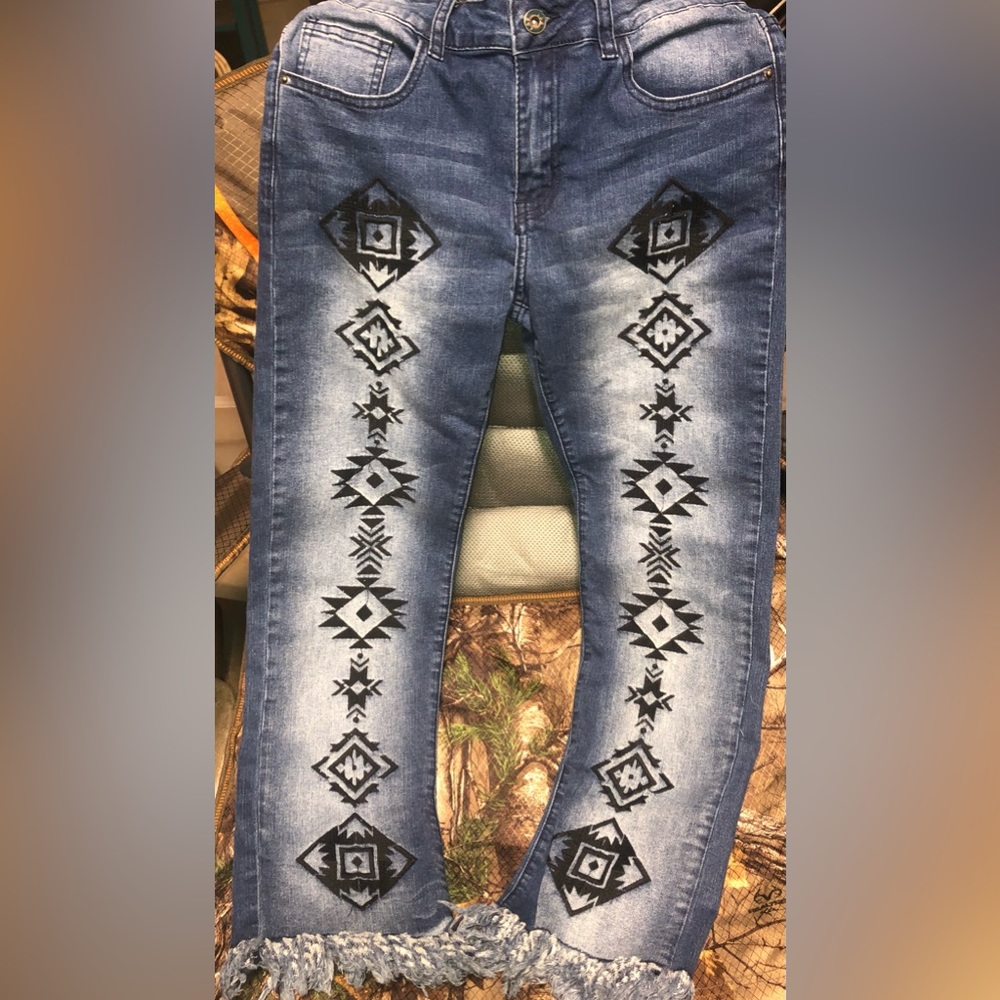 Lucky & Blessed L&B Stitched Aztec Print Detailed Pants